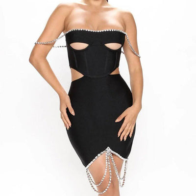 Mindy Strapless Rhinestone Embellishment Corset Mini Dress