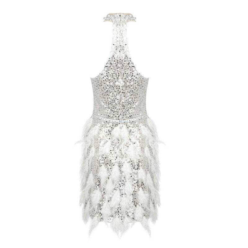 Nathalie Halter Pearl Sequined Feather Dress - Hot fashionista