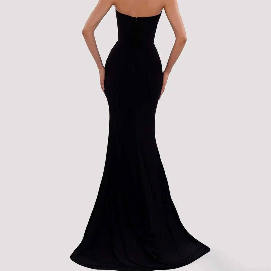 Pauline Strapless Crystal Embellishment Side Slit Maxi Dress - Hot fashionista