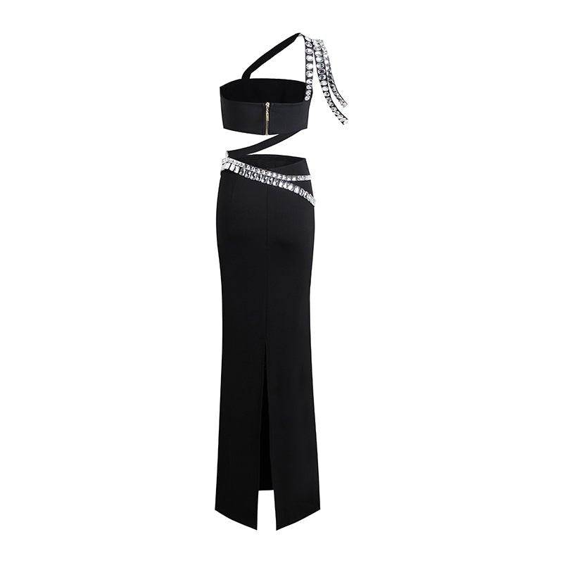 Peggy One Shoulder Crystal Maxi Dress - Hot fashionista