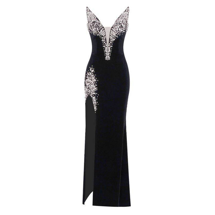 Petra Strapless Crystal Embellished Side Slit Maxi Dress - Hot fashionista