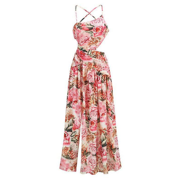 Katie Floral Print Hollow Cut-Out Maxi Dress - Hot fashionista