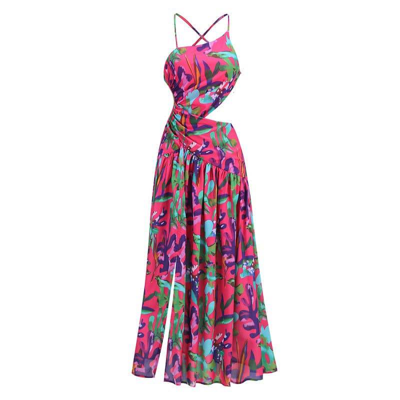 Katie Floral Print Hollow Cut-Out Maxi Dress - Hot fashionista