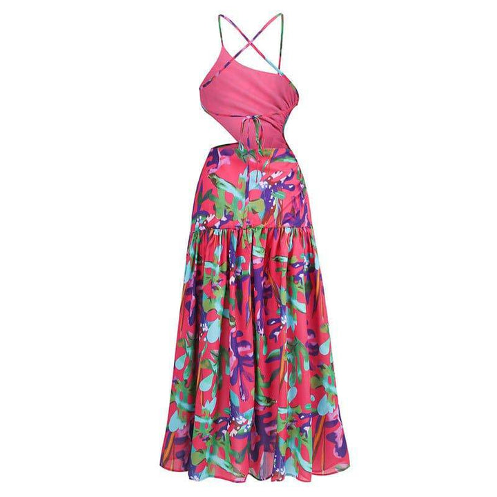 Katie Floral Print Hollow Cut-Out Maxi Dress - Hot fashionista