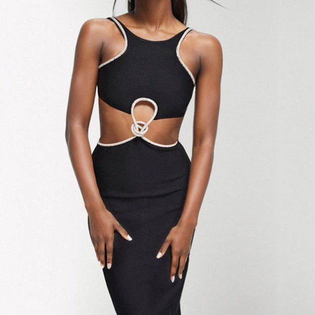 Reggie Sleeveless Crystal Trim Midi Dress - Hot fashionista