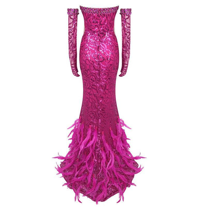 Rica Strapless Sequin Feather Maxi Dress - Hot fashionista