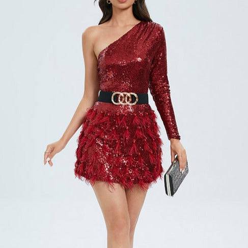 Shealynn One-shoulder Sequin Mini Dress