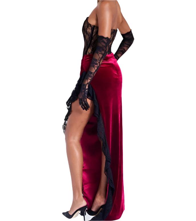 Sue Lace Corset Side Slit Maxi Dress - Hot fashionista