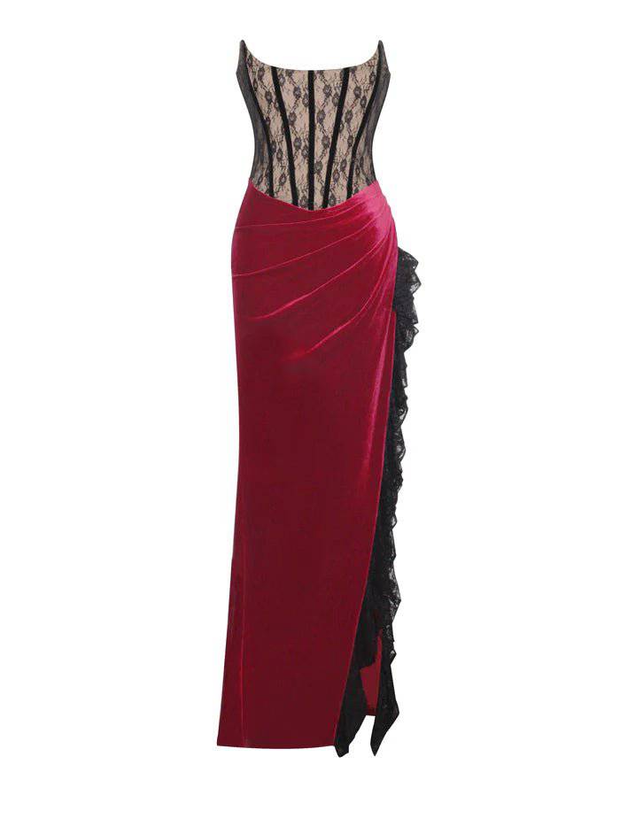 Sue Lace Corset Side Slit Maxi Dress - Hot fashionista