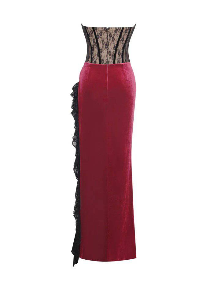 Sue Lace Corset Side Slit Maxi Dress - Hot fashionista