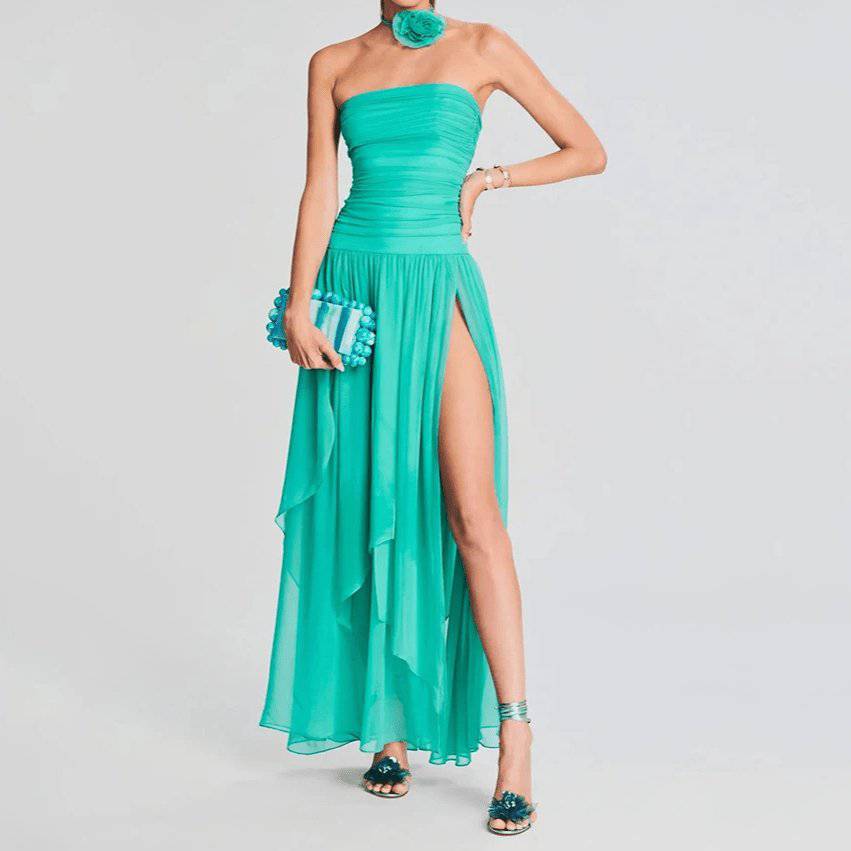 Susie Strapless Pleated Open Back Maxi Dress - Hot fashionista