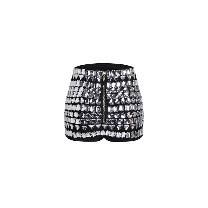 Tabby Back Zipper Rhinestone Shorts - Hot fashionista