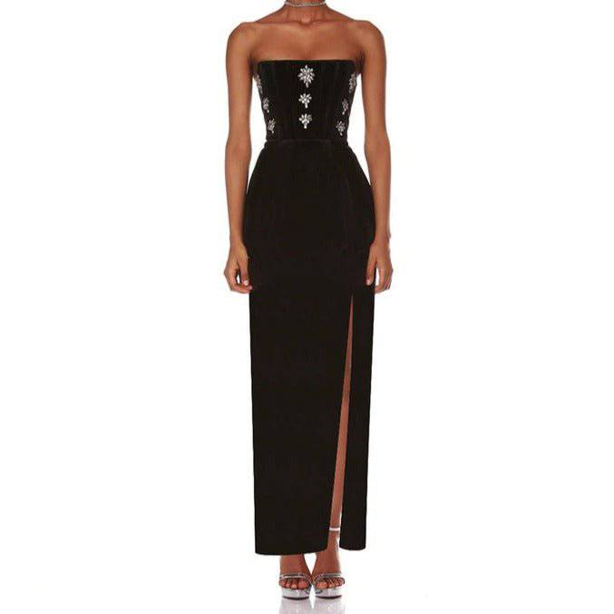 Tessa Strapless Crystal Detail Maxi Dress - Hot fashionista