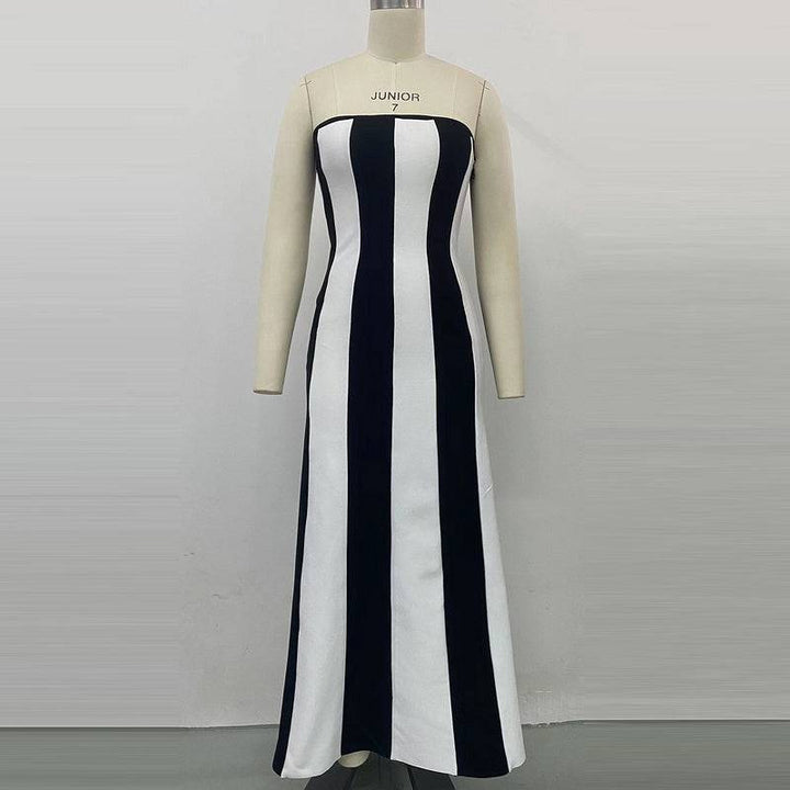 Tiffaney Strapless Striped Maxi Dress - Hot fashionista