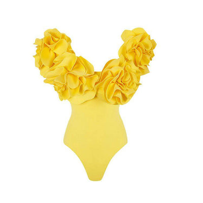 Ensemble maillot de bain à volants 3D et paréo fleuri Vicki