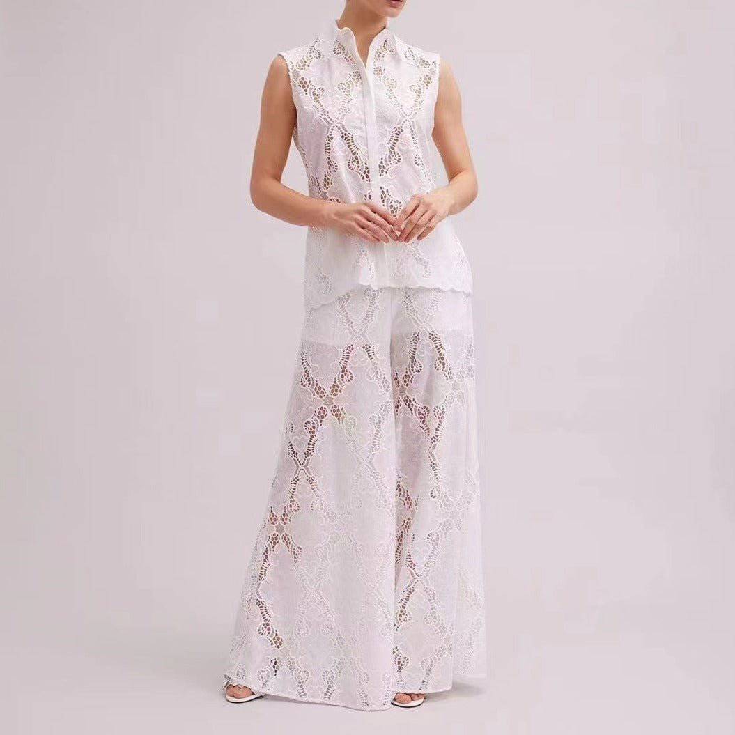 Casey Sleeveless Lace Top and Flare Pants - Hot fashionista