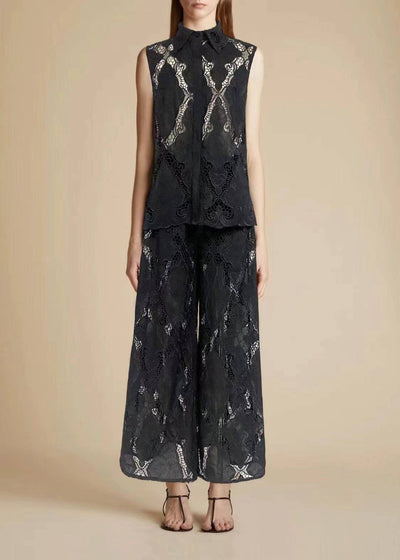 Casey Sleeveless Lace Top and Flare Pants