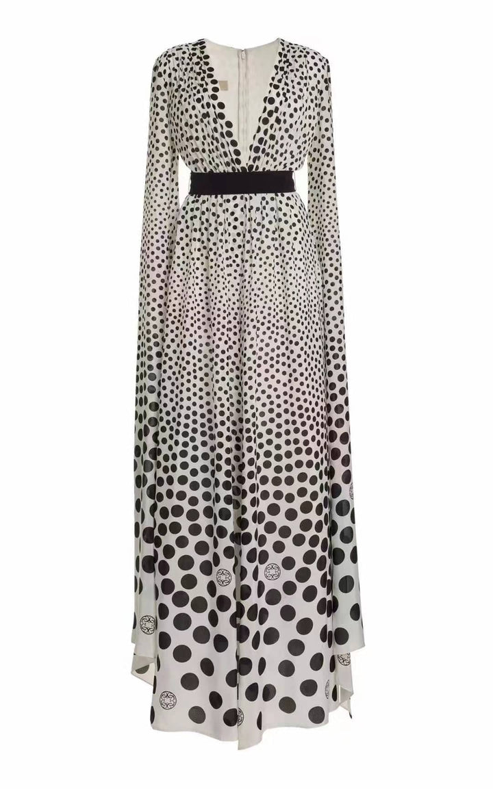 Jessie Cape-detailed Dotted Maxi Dress - Hot fashionista