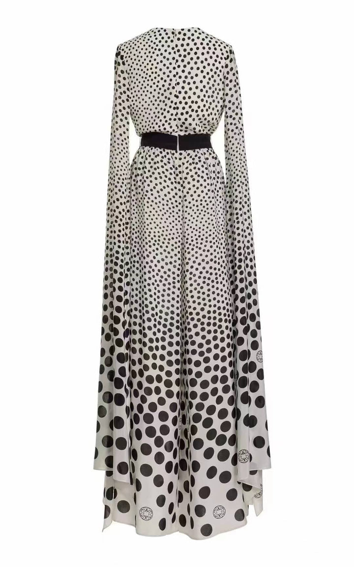 Jessie Cape-detailed Dotted Maxi Dress - Hot fashionista