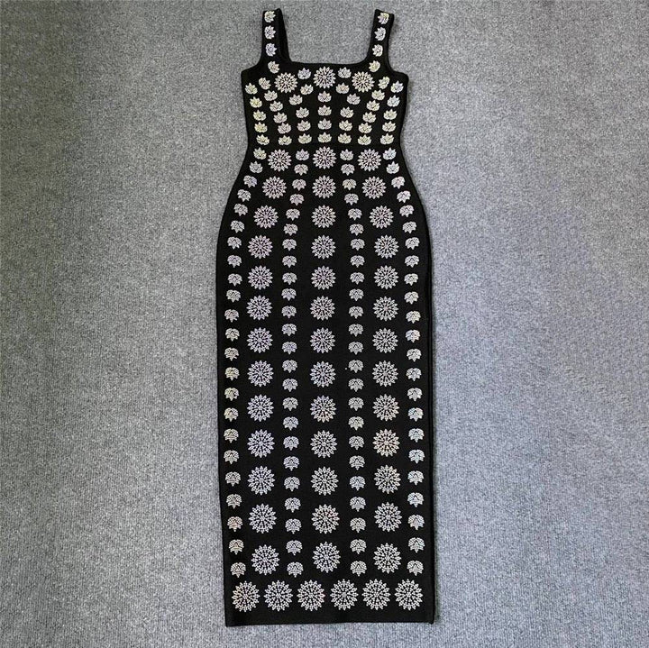 Yvette Scoop Neck Crystal Embellished Maxi Dress - Hot fashionista