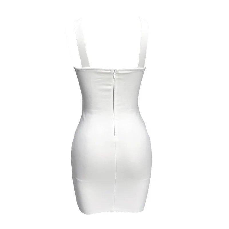 Mignonette Spaghetti Strap Backless Jewel Embellished Mini Dress