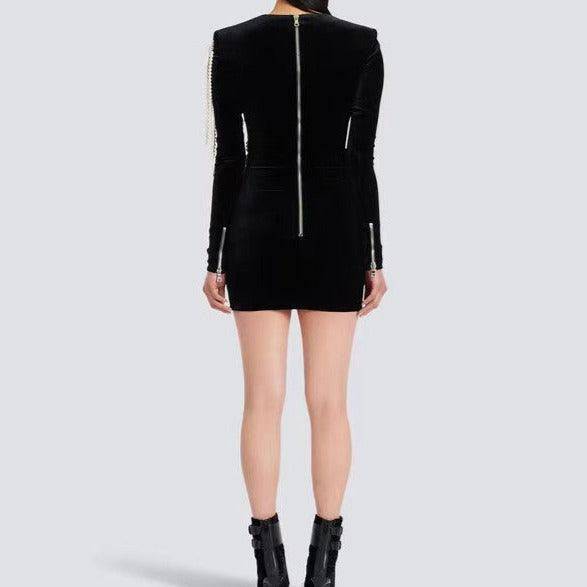 Abby Long Sleeve Pearl Embellishment Mini Dress - Hot fashionista