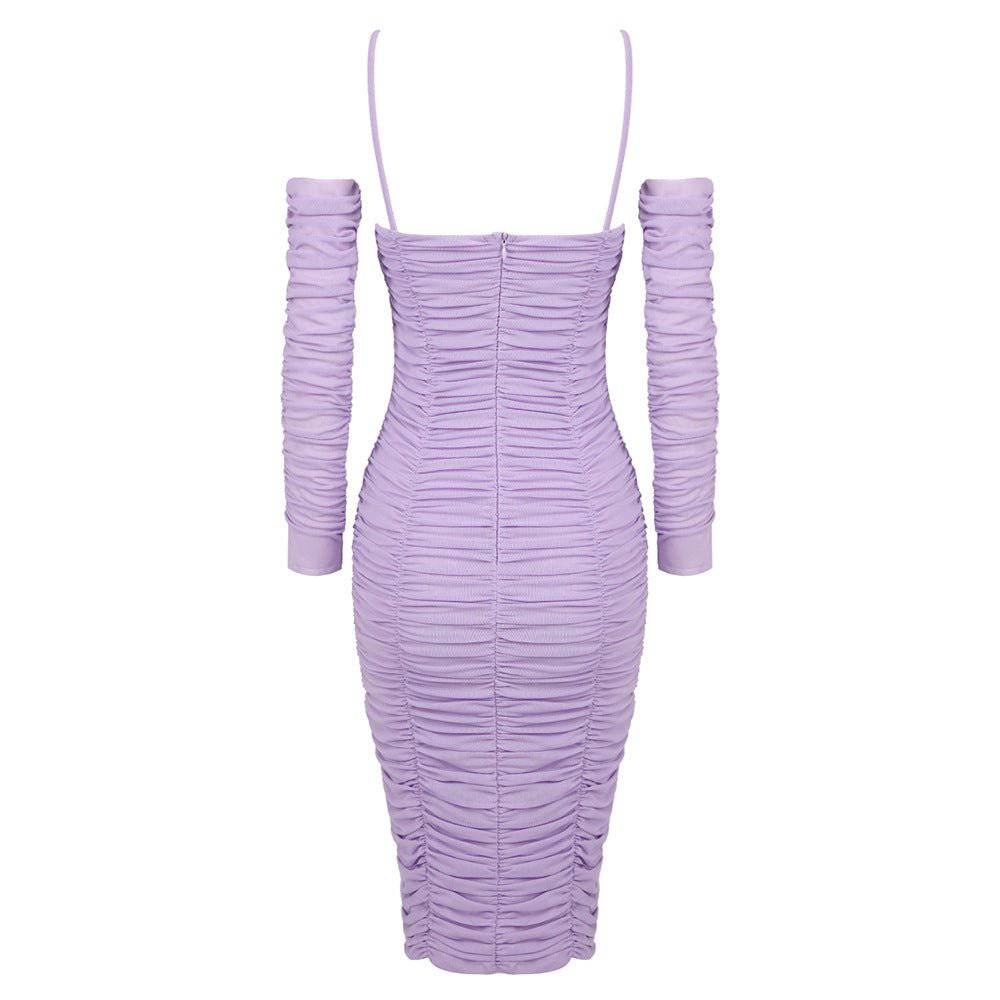 Addie Flower Detailed Ruched Mesh Midi Dress - Hot fashionista