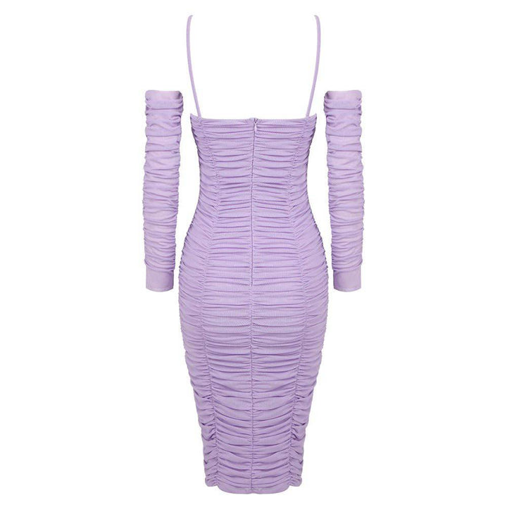 Addie Flower Detailed Ruched Mesh Midi Dress - Hot fashionista