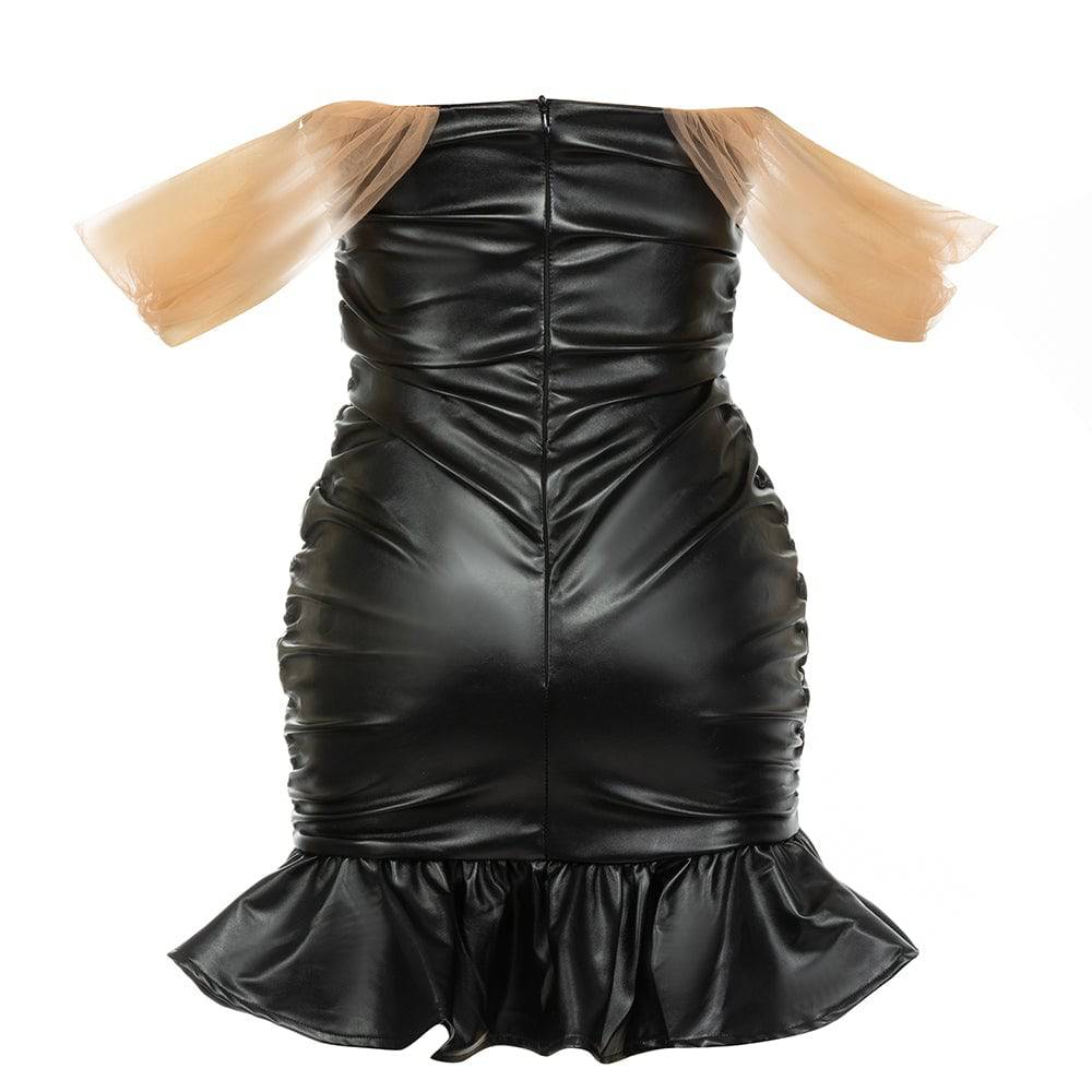 Bellamy Strapless V-Neck Faux Leather Mini Sheath Mermaid Dress - Hot fashionista