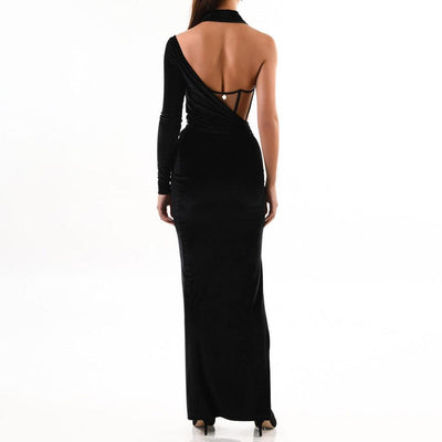 Blaire Asymmetrical Off Shoulder Side Slit Maxi Dress