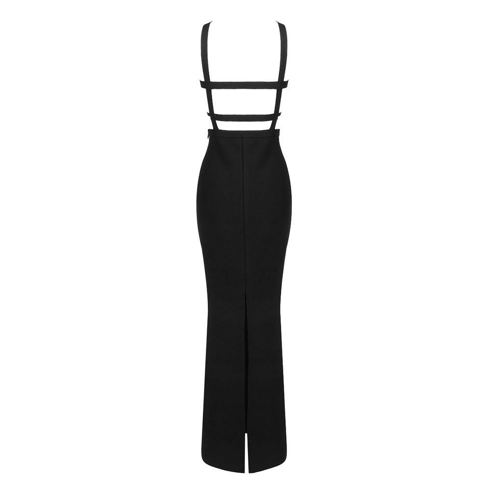 Robe longue bustier à bandes découpées Brigitta