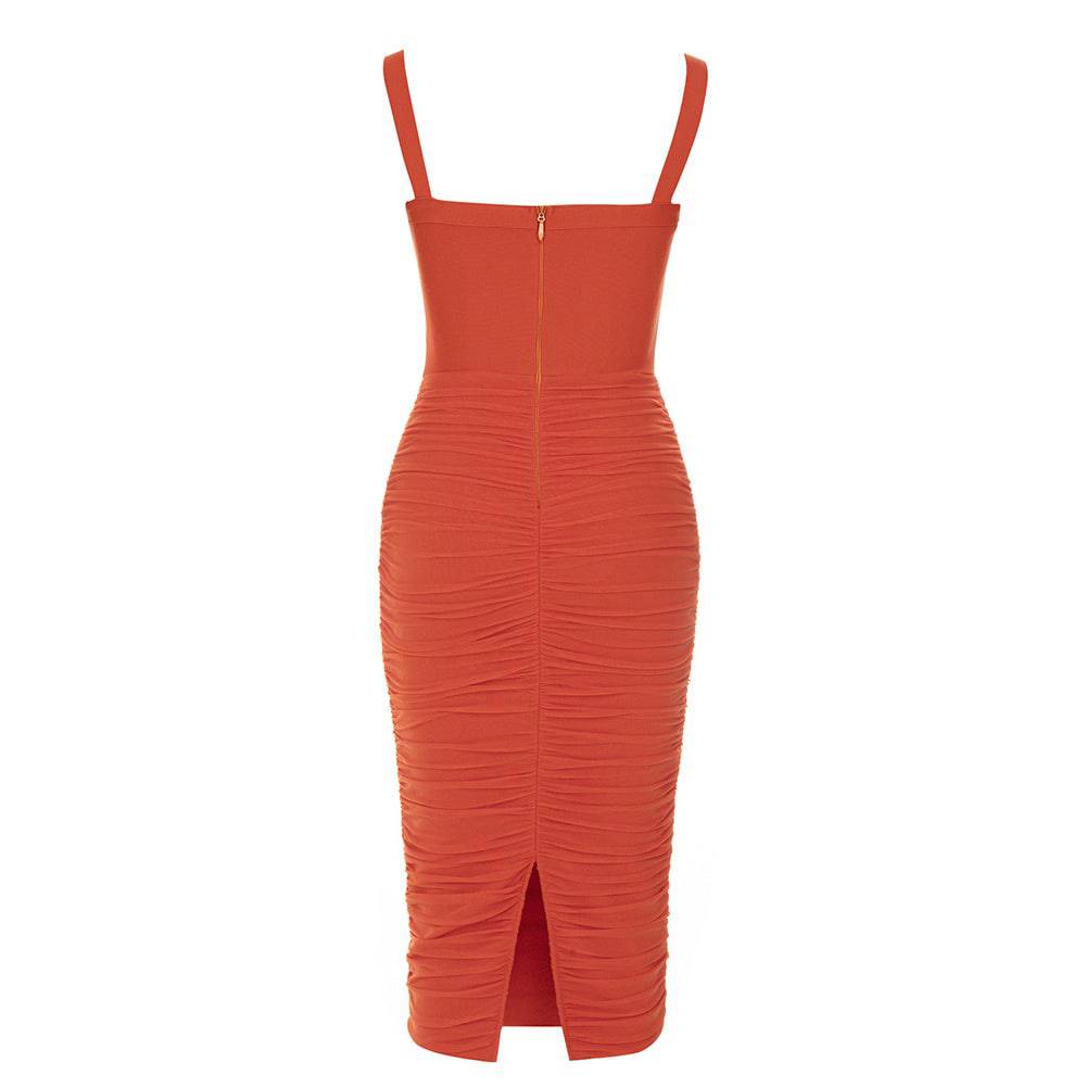 Ceri Crisscross Front Ruched Mesh Midi Dress - Hot fashionista