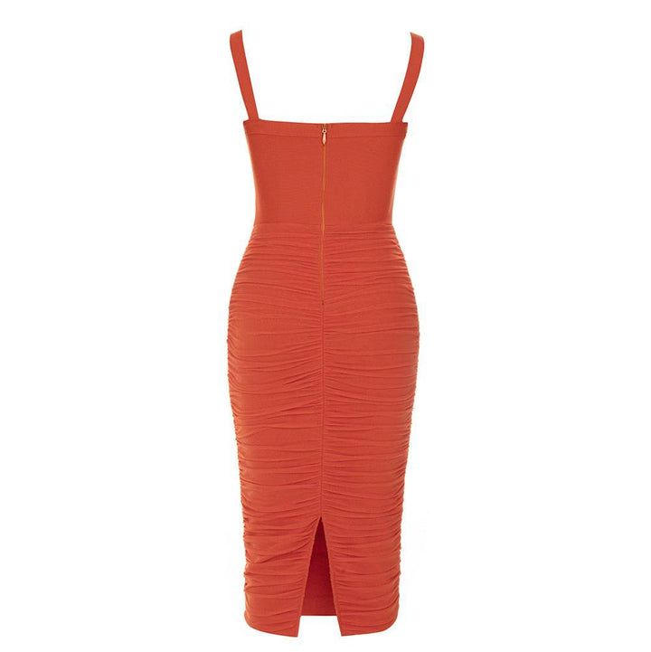 Ceri Crisscross Front Ruched Mesh Midi Dress - Hot fashionista