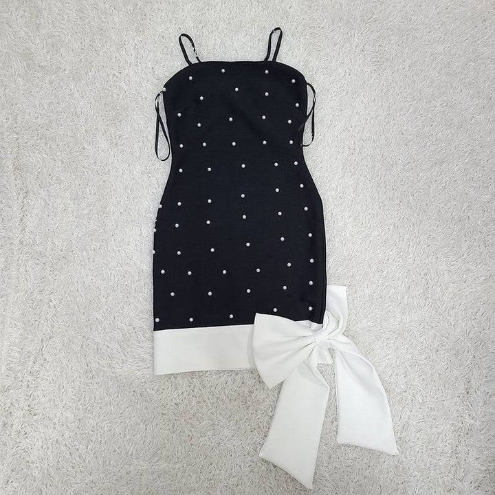 Dolly Spaghetti Strap Pearl Detail Two Toned Mini Dress - Hot fashionista