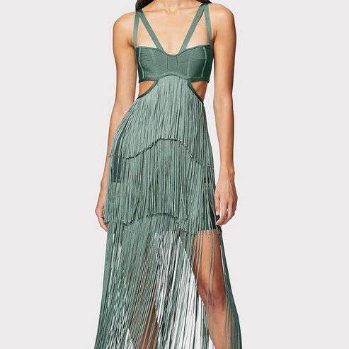 Edna Strappy Cut Out Fringed Midi Dress - Hot fashionista