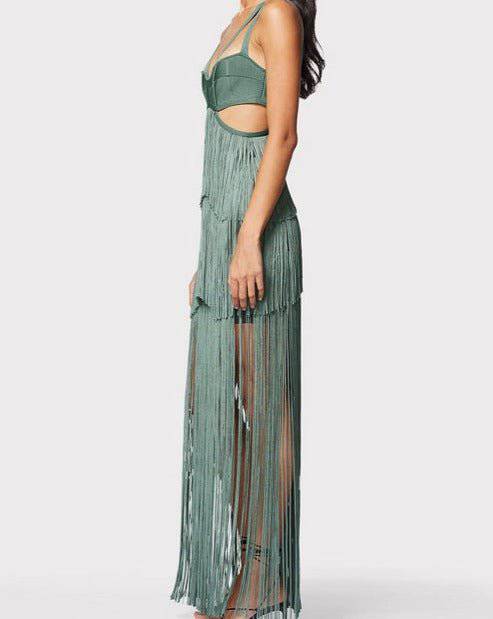 Edna Strappy Cut Out Fringed Midi Dress - Hot fashionista