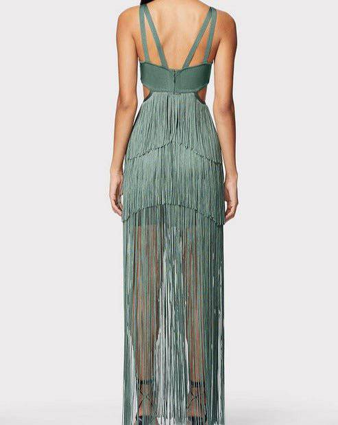 Edna Strappy Cut Out Fringed Midi Dress - Hot fashionista