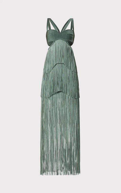 Edna Strappy Cut Out Fringed Midi Dress - Hot fashionista