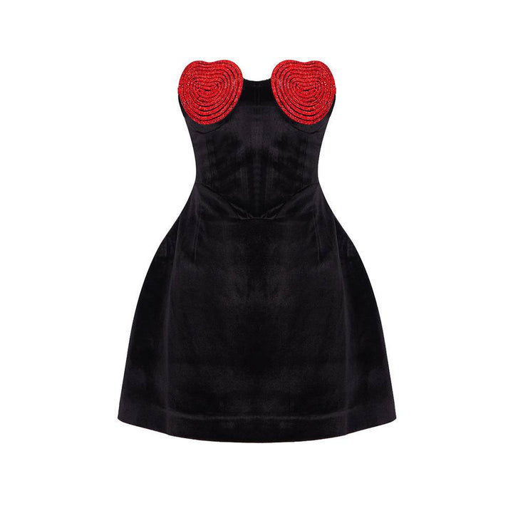 Lanette Strapless Crystal Heart Shape Mini Dress - Hot fashionista