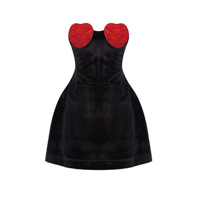 Robe courte bustier en forme de cœur avec cristaux Lanette