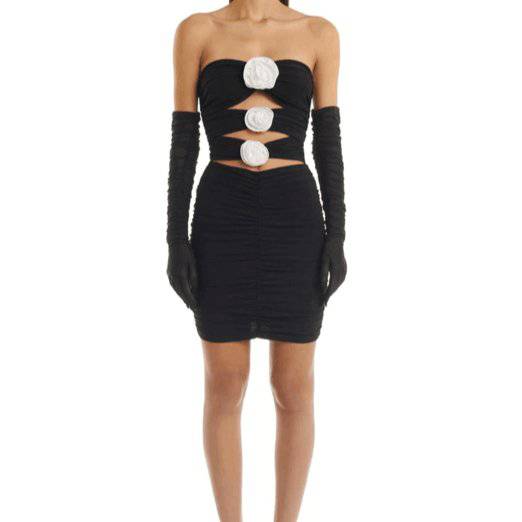 Lassie Strapless Cut Out Heart Embellished Mini Dress - Hot fashionista