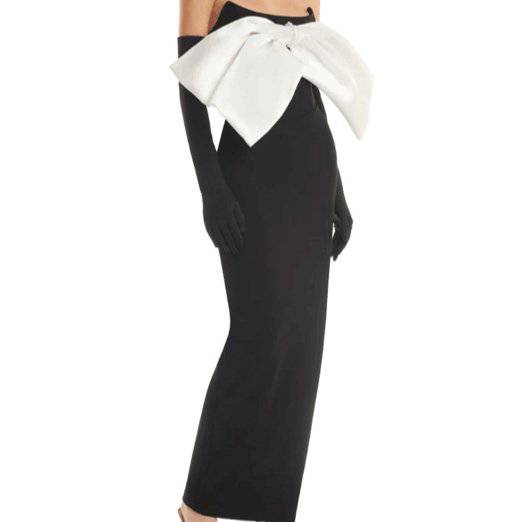 Lizandra Strapless Big Bow Embellished Side Slit Maxi Dress - Hot fashionista