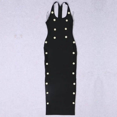 Nellie Sleeveless Strappy Button Embellishment Maxi Dress