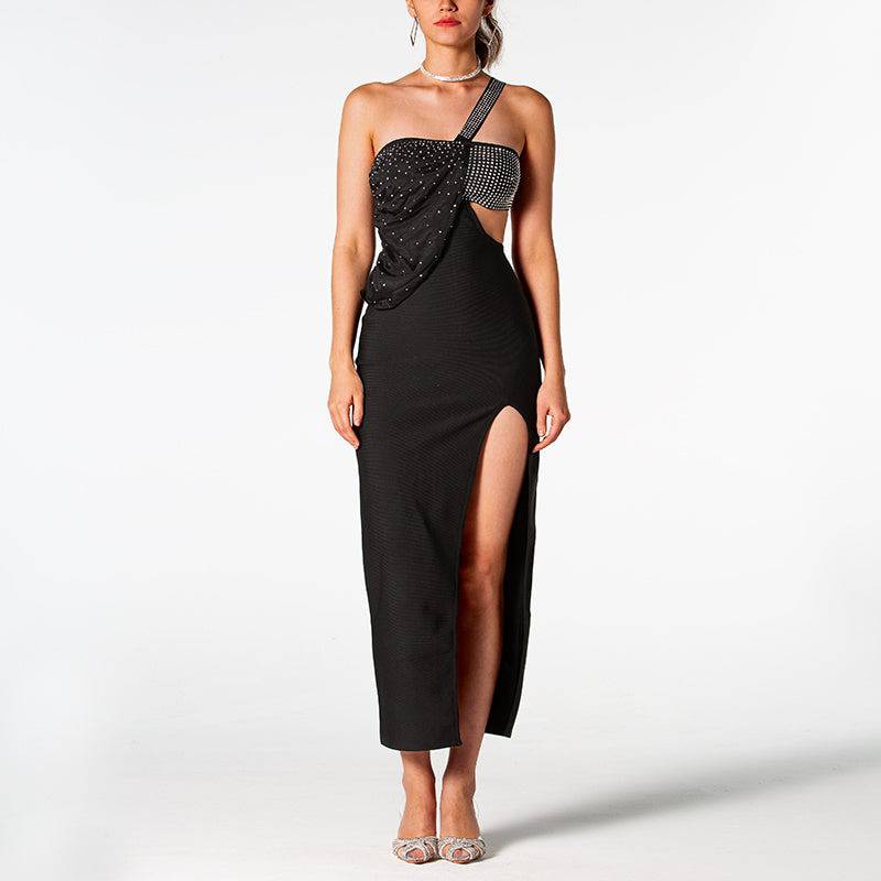 Raelyn One-Shoulder Cutout Split Midi Dress