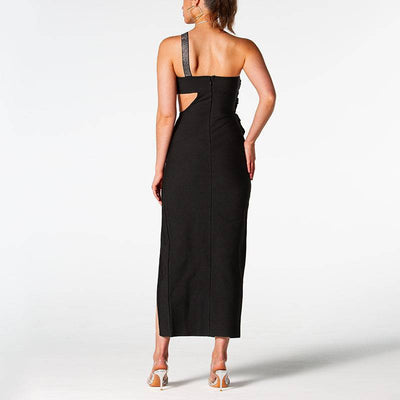 Raelyn One-Shoulder Cutout Split Midi Dress