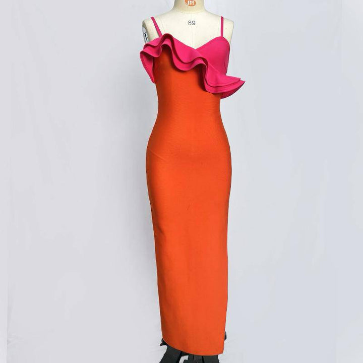 Sandy Duo Colorblock Slanted Flounce Dress - Hot fashionista