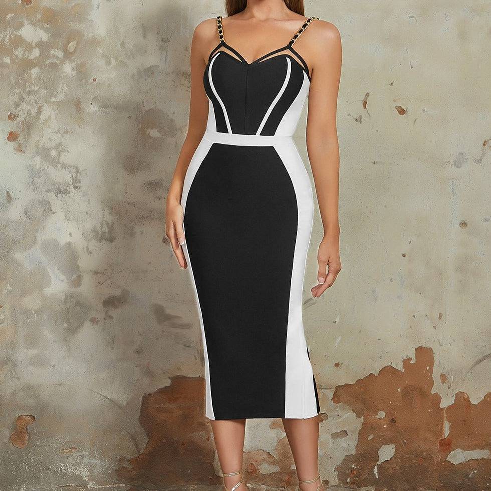 Valentine Spaghetti Strap Colorblock Cami Midi Dress - Hot fashionista