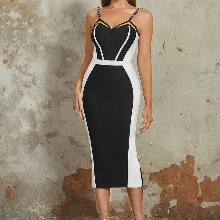 Valentine Spaghetti Strap Colorblock Cami Midi Dress - Hot fashionista