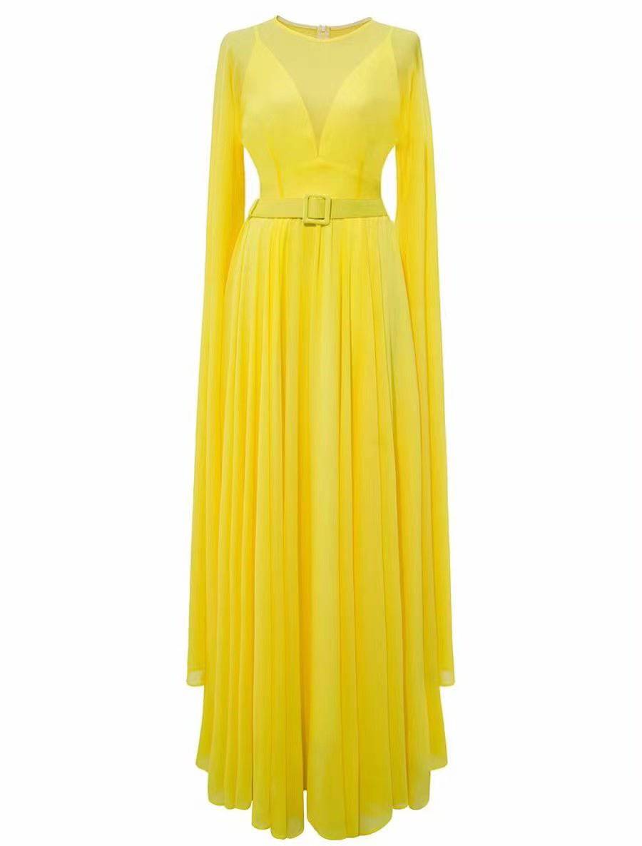 Lottie Long Sleeve Chiffon Ruffles Maxi Dress - Hot fashionista