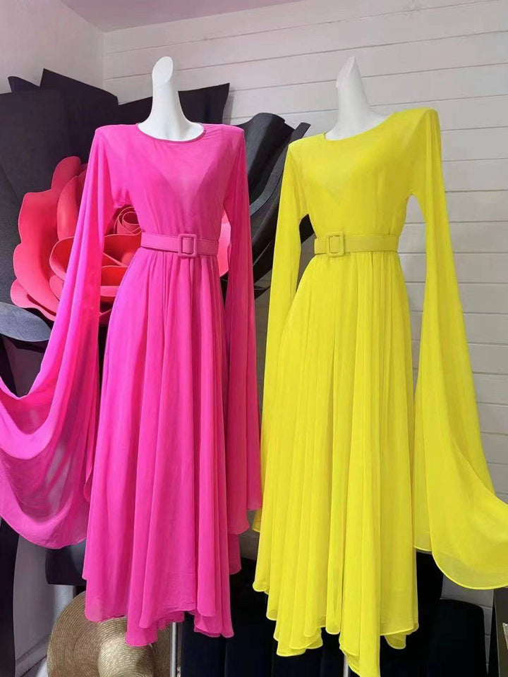 Lottie Long Sleeve Chiffon Ruffles Maxi Dress - Hot fashionista